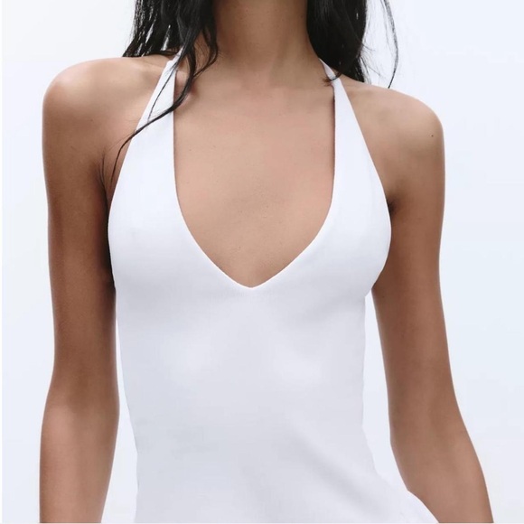 zara white combination halter dress - Picture 3 of 5